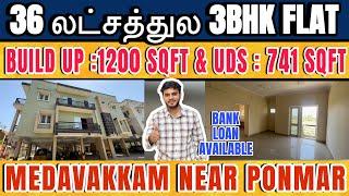 ID:1713BHK RESALE FLAT NEAR MEDAVAKKAM JUST 36L ONLY #ponmar 65% UDS #flatsforsale #3bhkflatsale