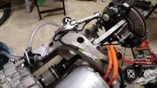 Tesla Model S - Motor and rear clip working in workshop