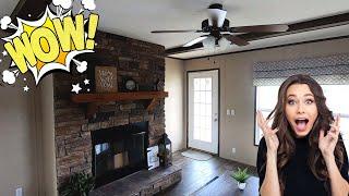 NOT YOUR TYPICAL FIREPLACE in a single wide MOBILE HOME!?! "The Lodge" by Clayton Mobile Home Tour!