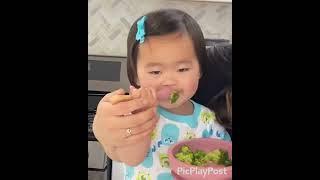 Steamed broccoli with Mila and special guest Grandma! Mila loves her broccoli! - Munchies with Mila