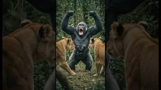 Heartwarming! Gorilla Protects Its Child from Lion Attack #animals #parenting #gorilla