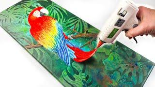 COLORFUL Parrot Art Using Glue Gun + SECRET Leaf Technique!! | AB Creative Tutorial