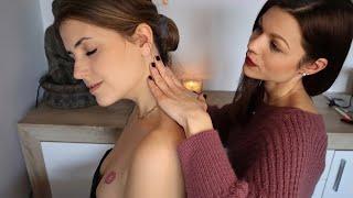 Real Person MASSAGE ASMR on ME | Back tracing, Hair play, Personal Attention (deutsch/german)