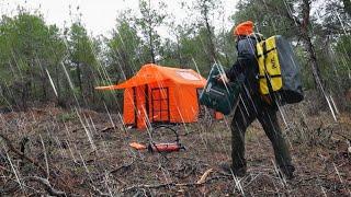 4 Seasons in 4 Days  Tent Camping  - (Storm - Snow - Rain) Asmr