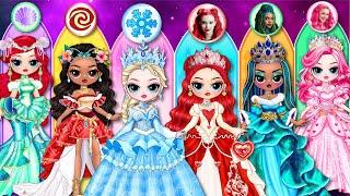 Elsa, Moana & Descendants 4 Become Princesses | Best DIY Fashion Paper Dolls