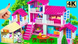 (Amazing) Build 3-Storey Pink Villa with Cow Shed and 8 Room from Cardboard ️ DIY Miniature House