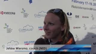 Coach of the Team Netherlands Jetske Wiersma after triple-win in ladies 3000 m