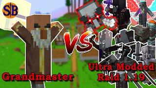 Can the GRANDMASTER defeat the Ultra Modded Raid  1.19 | Minecraft Mob Battle