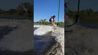 Daughters first time Wake surfing with pops. #crash #fun #shesok