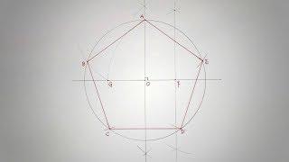 Draw pentagon with compass, inscribe a given circle.(Step-by-Step)