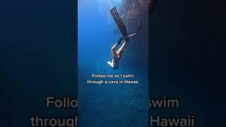 #shorts hold your breath and swim through a cave in hawaii with me