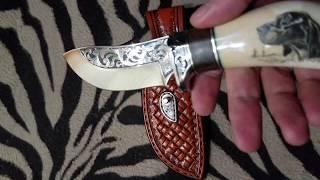 Hunting knife (trapper) by master-engraver Juriy Biriukov