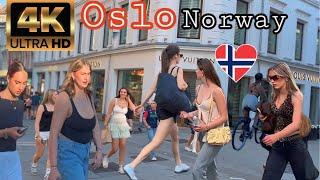 4K Oslo, Norway walk tour, Perfect Hot Summer Day , norwegian