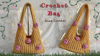 CROCHET BAG  Crochet Mesh Tote Bag Tutorial  Crochet Net Bag  Valentines Day Crochet