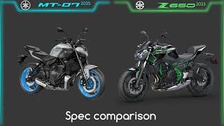 2025 YAMAHA MT07 VS KAWASAKI Z 650 | Comparison | Mileage | Top Speed | Price | BikeInformer