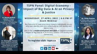 TSPN Panel : Digital Economy - Impact of Big Data and AI on privacy and Justice