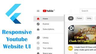 Responsive youtube website UI with flutter 2.0 | speed design | diar