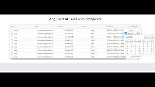 Angular 9 AG-Grid working example with datepicker on each column