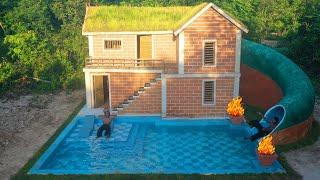 [ Full Video ] 120 Days Building Underground two-story House with Waterslide To Swimming Pool