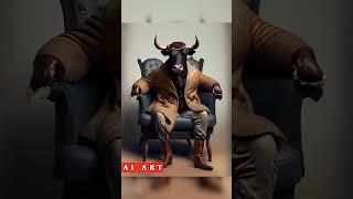 Ai Generated Bull stylish Sitting Dressing sense || Ai Bull Pictures #ai #shorts #shortvideo