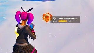 How to Throw Holiday Presents at different named locations Fortnite