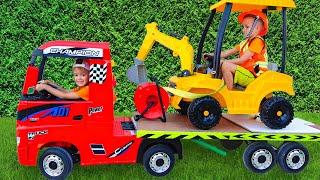 Niki ride on tow truck and play selling toy cars for kids