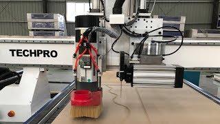 China Linear ATC CNC Wood Router with Saw Cutting Operational video