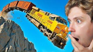 Reacting To TRAINS vs CLIFF Crashes