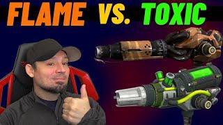 War Robots flame thrower vs toxic weapon comparison, which one is stronger.