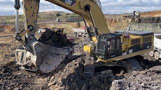 Caterpillar 390D Excavator Loading Overburden On Mercedes And MAN 4 Axle Trucks - Interkat SA