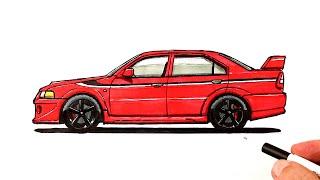 Как нарисовать Mitsubishi Lancer Evolution 6