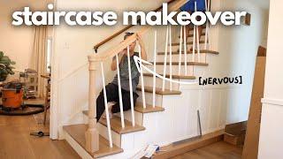 Attempting a NERVE RACKING Custom Stair Railing Build / DIY Staircase Renovation / Staircase Remodel