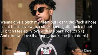 Numb By 21 Savage Lyrics Video