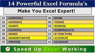 14 Powerful Excel Formula's for Everyone | Most Important Excel Formula's