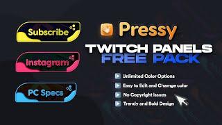 Pressy Twitch Panels Pack - Free Photoshop template 2021