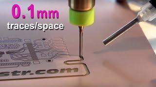 Double layer PCB prototyping 0.1 mm traces/spaces