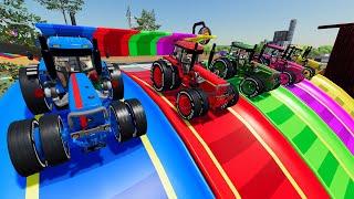 Turbo Tractors with Dual Mufflers and Trailer Transport to the Other Side of Twisted Obstacle Course