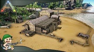 Ark - How to Build Medieval B&B With Horse Stables (Primitive Plus Mod, Building Montage)