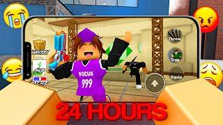 PLAYING MM2 On MOBILE For 24 HOURS..  (Murder Mystery 2)