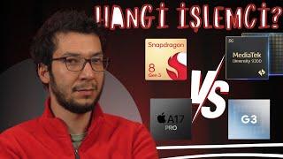 EN İYİ İŞLEMCİ HANGİSİ? | Snapdragon 8 Gen 3 vs. Apple A17 Pro vs. Dimensity 9300 vs. Tensor G3