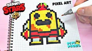 РОБО СПАЙК  из ИГРЫ BRAWL STARS РИСУНКИ ПО КЛЕТОЧКАМ -PIXEL ART