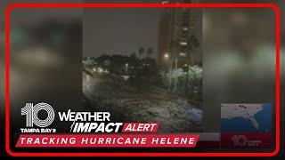 Storm surge near Tampa General Hospital during Hurricane Helene