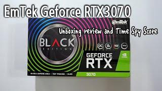 Emtek Geforce RTX 3070 BLACK EDITION OC D6 8GB unboxing review Time Spy score 그래픽카드 교체 설치 언박싱 리뷰