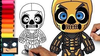 How To Draw Golden Skull Trooper | Fortnite