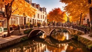 Quiet Canal in an Old Village in Autumn