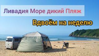 Ливадия Приморье Июнь Море Дикий пляж уехали Вдвоем на неделю отдых в Палатке взяли с собой Альфу