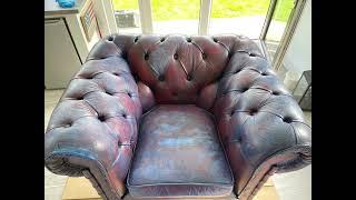 The Scratch Doctor complete leather repair of cracked and ripped Chesterfield chair
