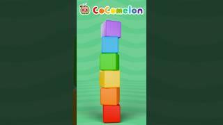 Learn Colors 🟥🟧🟨🟩🟦🟪 with Blocks! Uh oh! Don't knock the tower down! #shorts #cocomelon