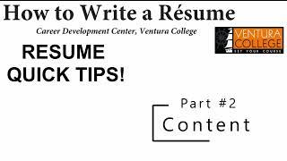 Resume Quick Tips #2: Content