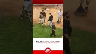 Wild Scene: Pirates Pitcher Dennis Santana Swings at Fan in Bullpen!